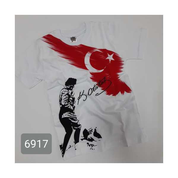ATATÜRK-BAYRAK BASKILI TİŞÖRT  (29 EKİM) (30 AĞUSTOS) (23 NİSAN) (UNİSEX) (ÇOCUK) (4 MEVSİM)
