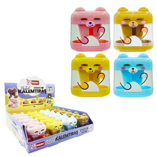MİKRO MK-8556 ÇİFTLİ KALEMTIRAŞ BEAR BABE -24-