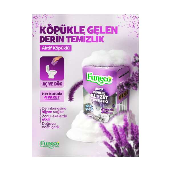 KLOZET TUVALET WC TEMİZLEYİCİ, 300G, AKTİF KÖPÜKLÜ, EKOLOJİK DOĞA DOSTU, AYLIK PAKET, LAVANTA