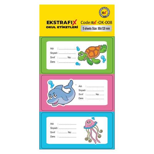 EKSTRAFİX (OK-008) OKUL ETİKET 80X120MM Q