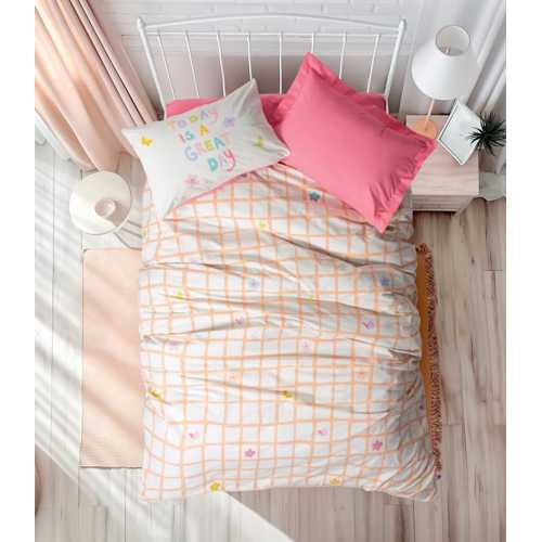 COTTON BOX GENÇ RANFORCE NEVRESIM TAKIMI TEK KIŞILIK JOURS PEMBE