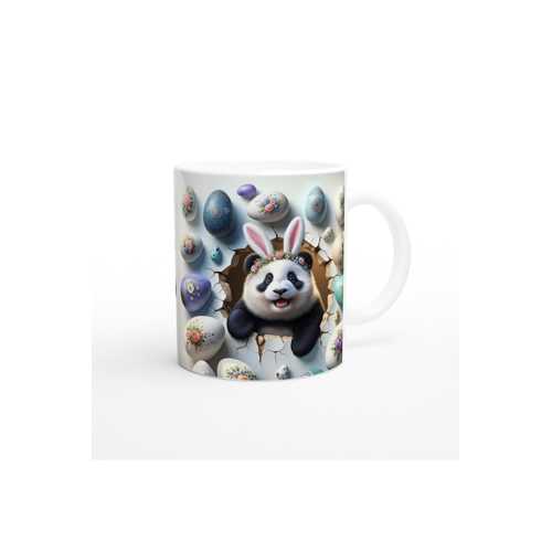 TAVŞAN KULAKLI ÇİÇEK TAÇLI PANDA TEMALI BASKILI KUPA BARDAK