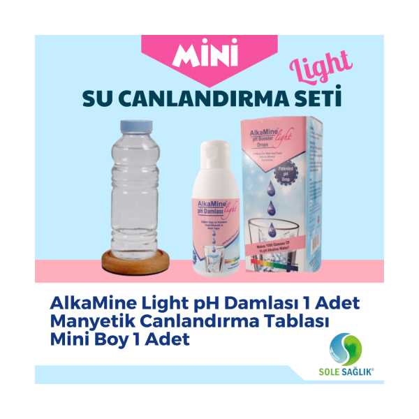 SOLE SAĞLIK MİNİ LİGHT SU CANLANDIRMA SETİ (1 ADET MİNİ TABLA, 1 ADET ALKAMİNE LİGHT PH DAMLA)