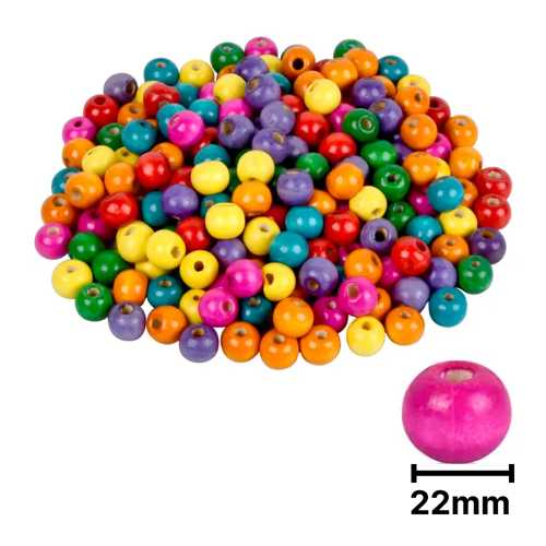 AHŞAP BONCUK RENKLİ ASKILI 22MM YUVARLAK B0482