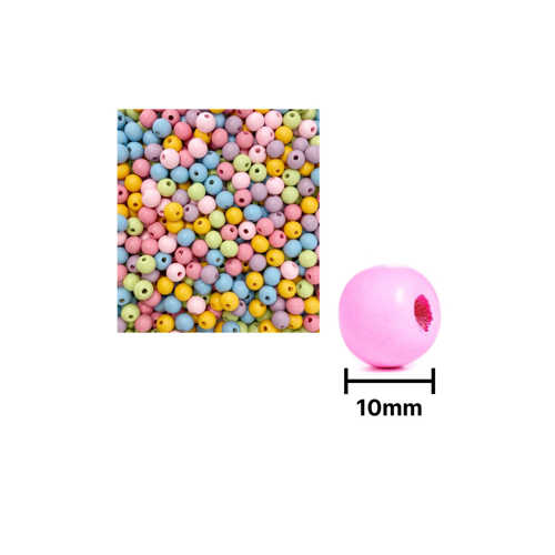 ESMAY AHŞAP BONCUK PASTEL RENKLİ ASKILI 10MM YUVAR