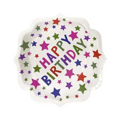 KİKAJOY KARTON TABAK 23CM 8Lİ -WHİTE STARS-
