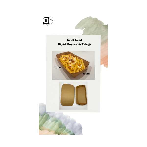 KRAFT TABAK - PATATES, CİPS SERVİS TABAĞI 50 ADET