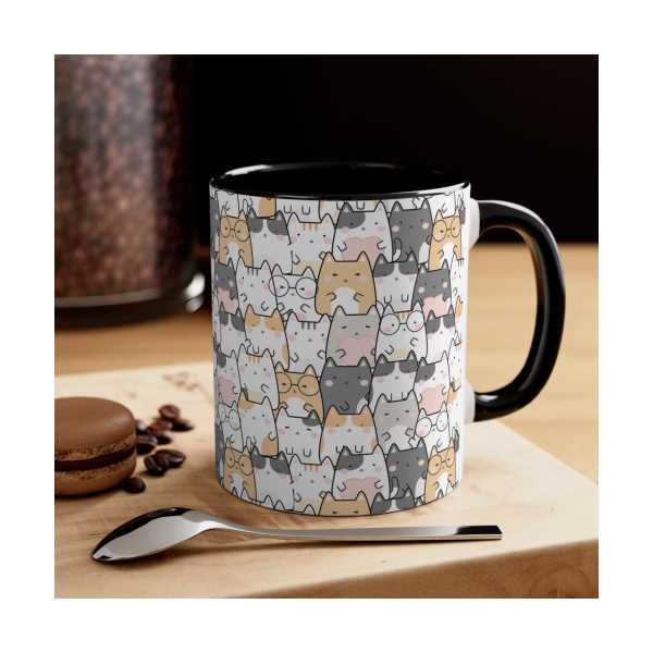 HEDİYELİK SİYAH KEDİLİ DESENLİ KUPA BARDAK KEDİ SEVDALILARINA ÖZEL