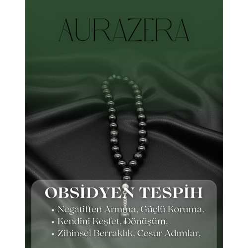 OBSİDYEN DOĞAL TAŞ TESPİH – KORUMA VE NEGATİF ENERJİ TEMİZLEYİCİ