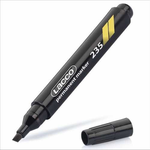 LACCO PERMANENT MARKER KALEM KESİK UÇ SİYAH -12-