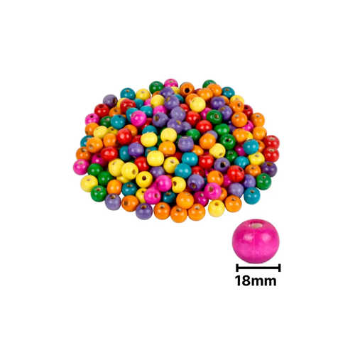 AHŞAP BONCUK RENKLİ ASKILI 18MM YUVARLAK B0050