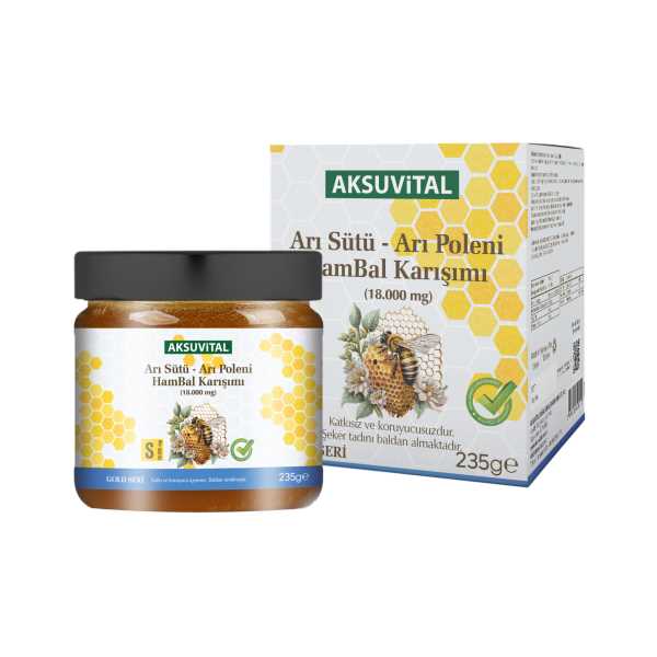 AKSUVİTAL ARI SÜTÜ BAL POLEN (S) 18.000 MG - YETİŞKİN - 235 GR.