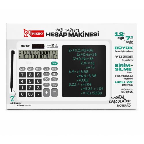 MİKRO YAZI TABLETLİ HESAP MAKİNESİ 12 HANE CL-8455