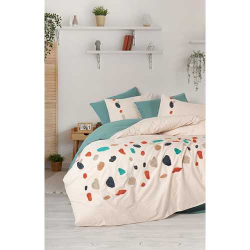 COTTON BOX PUFF NAKIŞLI RANFORCE ÇIFT KIŞILIK NEVRESIM TAKIMI GAJA MINT