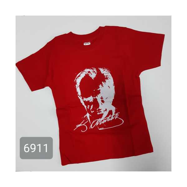 KIRMIZI ATATÜRK BASKILI TİŞÖRT (29 EKİM) (30 AĞUSTOS) (23 NİSAN) (UNİSEX) (ÇOCUK) (4 MEVSİM)