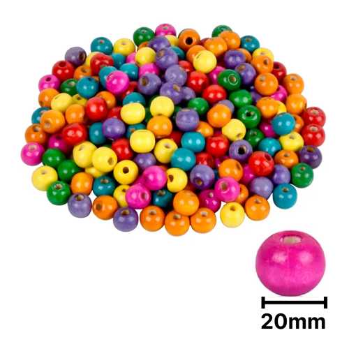 AHŞAP BONCUK RENKLİ 1KG 20MM YUVARLAK