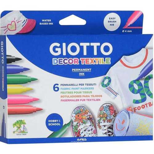 GİOTTO KEÇELİ BOYA KALEMİ TEKSTİL 6 RENK (KUMAŞ)