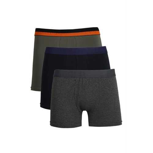 ERKEK PENYE 3'LÜ BOXER SİYAH-HAKİ-LACİVERT