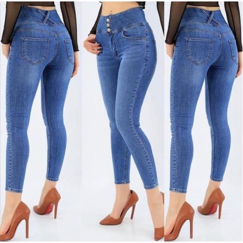 YÜKSEK BEL LIKRALI JEAN PANTOLON 90 CM