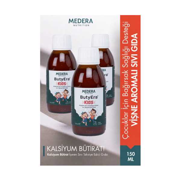 BUTYERA KİDS – N-BÜTİRİK ASİT VE KALSİYUM İÇEREN SIVI TAKVİYE EDİCİ GIDA 3'LÜ AVANTAJ PAKET