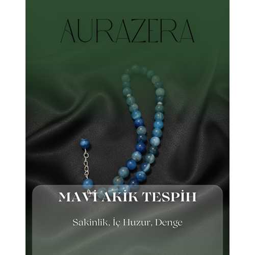 MAVI AKIK DOĞAL TAŞ TESPIH – SAKINLIK, İÇ HUZUR, DENGE