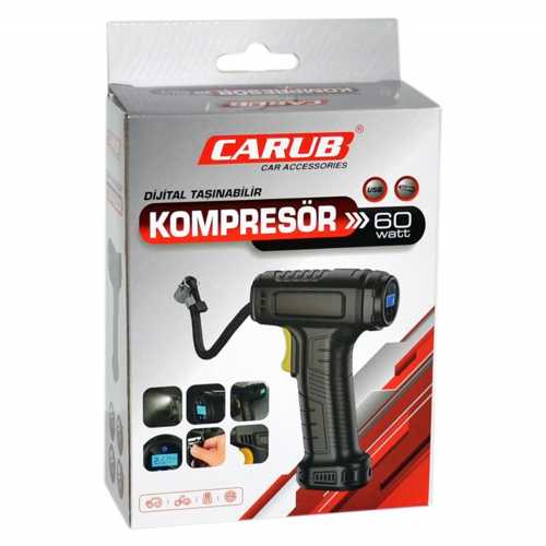 CARUB HAVA KOMPRESÖRÜ DİJİTAL ŞARJLI 60W