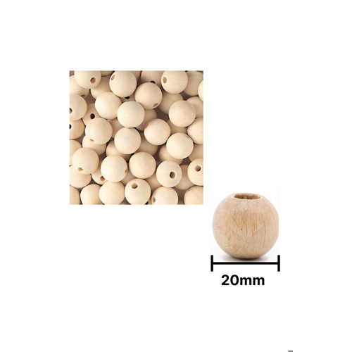 AHŞAP BONCUK SADE KREM ASKILI 20MM YUVARLAK