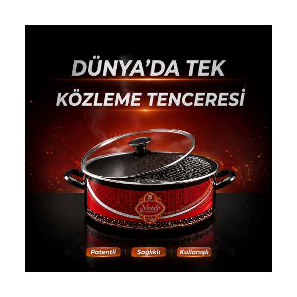 ZARİF İNCİ NOSTALJİ KÖZMATİK TENCERE KÖZLEME TENCERESİ EMAYE 28CM KÖZ TENCERESİ KÖZMATİK