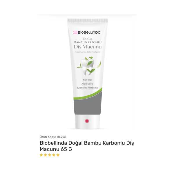 BİOBELLİNDA DOĞAL BAMBU KARBONLU DİŞ MACUNU 65 G