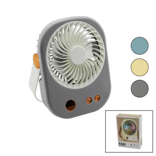 IŞIKLI MİNİ FAN MASA ÜSTÜ USB ŞARJLI 2İN1 KULP=TAŞIMA - DURUŞ 3 KADEME HIZ 15.5X12CM BJJ-565 (4172)