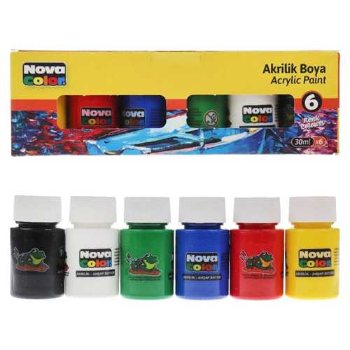 NOVA COLOR AKRİLİK BOYA ŞİŞE 30ML 6 RENK