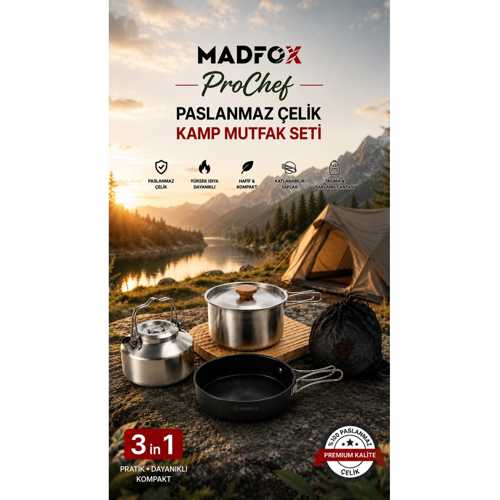 PROCHEF 3IN1 PASLANMAZ ÇELIK KAMP MUTFAK SETI