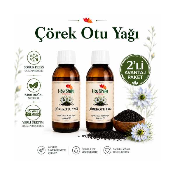 FİTO SHİFA ÇÖREK OTU YAĞI (BLACK CUMİN SEED OİL) (2'Lİ SET)