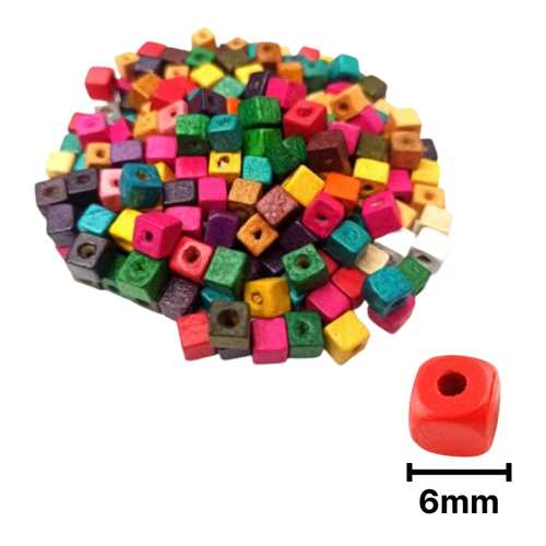 AHŞAP BONCUK RENKLİ 1KG 6MM KARE B4108
