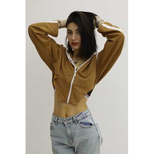 KAPŞONLU YAN DEKOLTELİ SWEAT TABA - P-019669