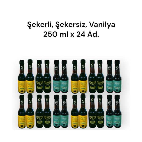 MCA ESPRESSO SOĞUK KAHVE (ŞEKERSİZ,ŞEKERLİ,VANİLYA) KARIŞIK KOLİ 24 ADET
