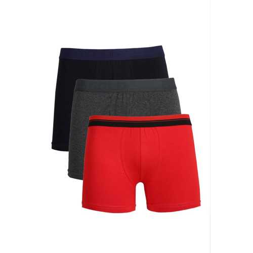 ERKEK PENYE 3'LÜ BOXER SIYAH-FÜME-KIRMIZI