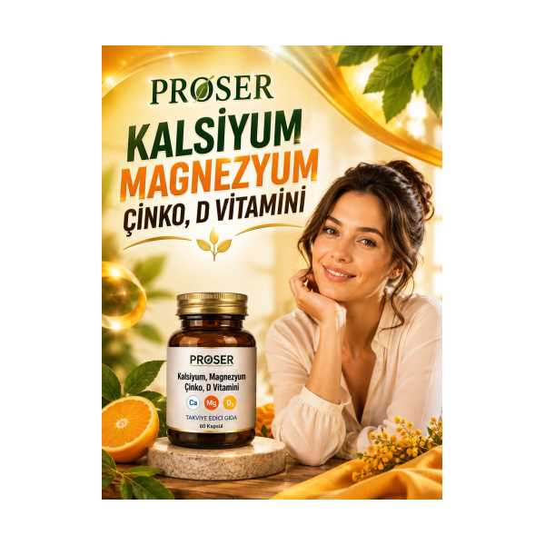PROSER KALSİYUM MAGNEZYUM ÇİNKO KAPSÜL  ( 60 ADET KAPSÜL)