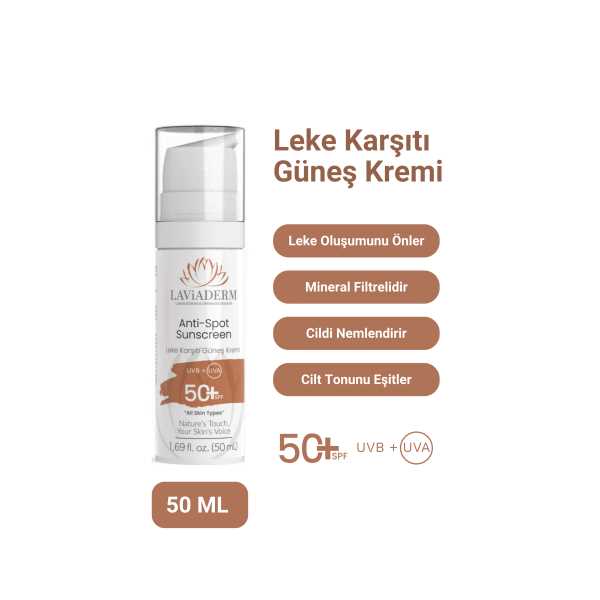 LAVİADERM LEKE KARŞITI DOĞAL GÜNEŞ KREMİ 50+ SPF 50 ML