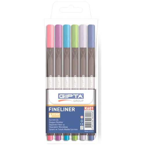 GIPTA FİNELİNER 0.4 MM ÜÇGEN 6 RENK K601