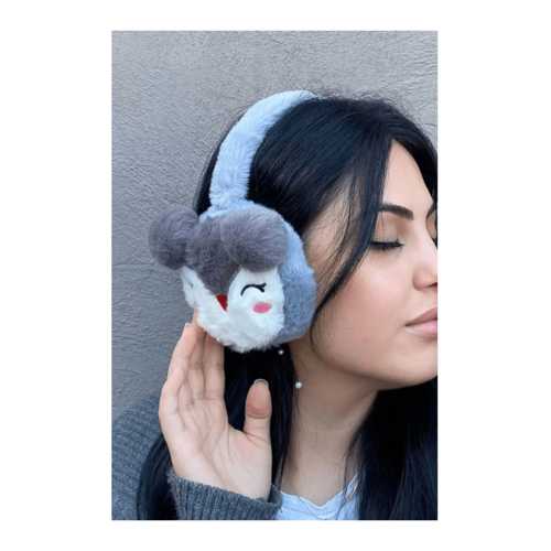 GRİ RENK AYICIK FİGÜRLÜ PELUŞ KULAKLIK