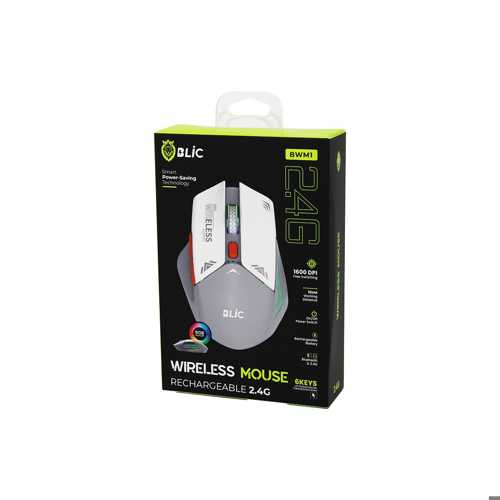BEYAZ KABLOSUZ MOUSE 2.4G 10M DİSTANCE WİRELESS - KABLOSUZ 1600DPI OYUN FARE BWM-1 (4172)