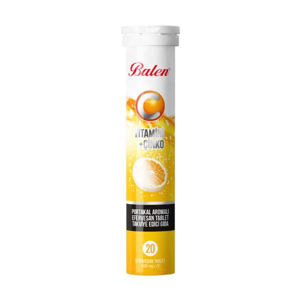 BALEN C VİTAMİNİ VE ÇİNKO İÇEREN PORTAKAL AROMALI EFERVESAN TABLET TAKVİYE EDİCİ GIDA  - 20 TABLET