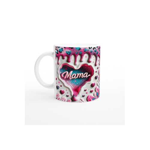 MAMA YAZILI SANATSAL DESENLİ KALPLİ ANNELER GÜNÜ KUPA BARDAK