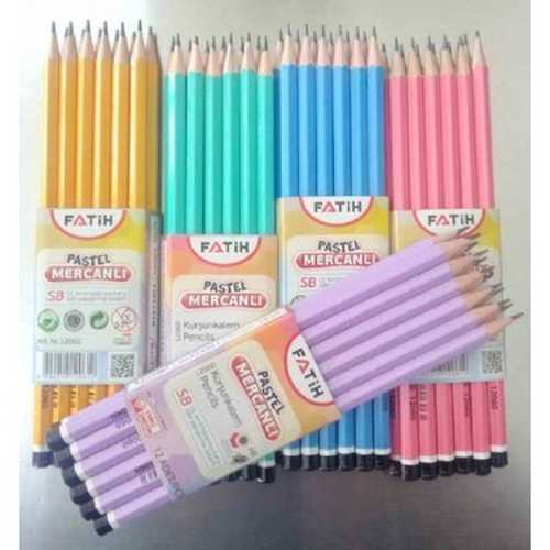 FATİH KURŞUN KALEM KÖŞELİ MERCANLI PASTEL RENKLİ