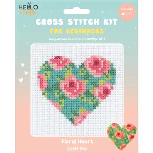 H.CRAFTS B. SEVİYESİ KANAVİÇE KİTİ-ÇİÇEKLİ KALP