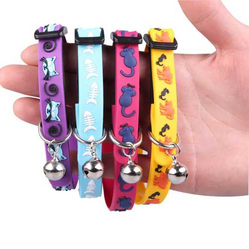 ÇINGIRAKLI ZİLLİ SEVİMLİ RENKLİ SLİKON KEDİ KÖPEK BOYUN TASMASI (4172)