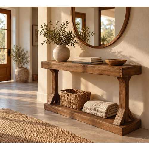 MASİF AHŞAP KONSOL, RUSTİK ÇİFTLİK EVİ ENTRYWAY RAF FURNİTURE