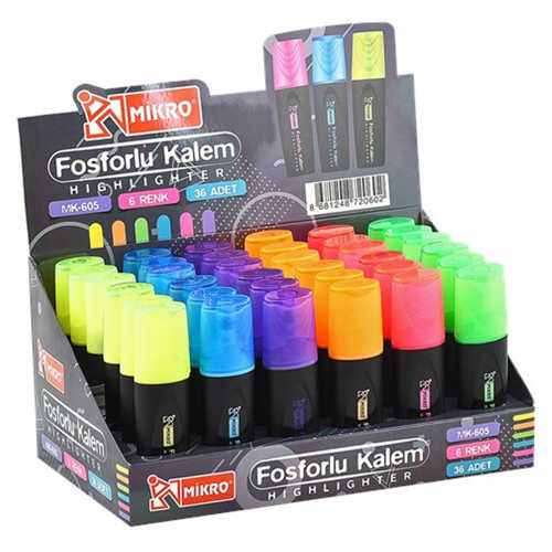MİKRO MK-605-36 RENKLİ FOSFORLU KALEM -36-
