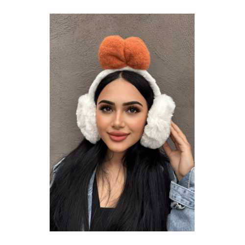 BEYAZ VE TURUNCU RENK KURDELE FİGÜRLÜ PELUŞ KULAKLIK